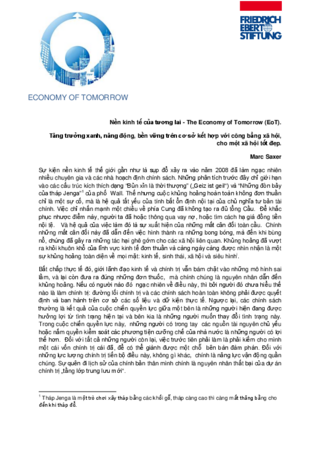 Tăng tru'óng xanh, năng dông, bên vũ'ng trên co' sò' kęêt họ'p vó'i công băng xã hôi, cho môt xã hôi tót dẹp.